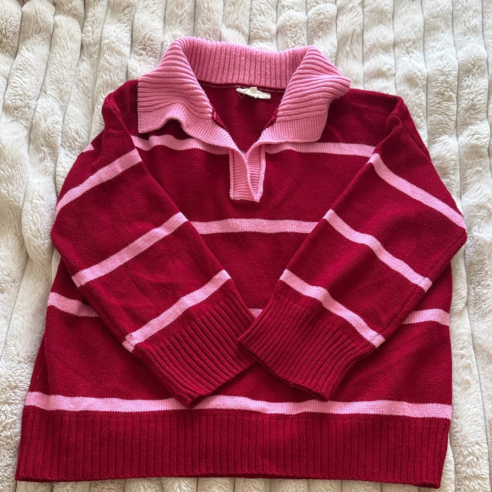 Striped Red and Pink Women's Sweater